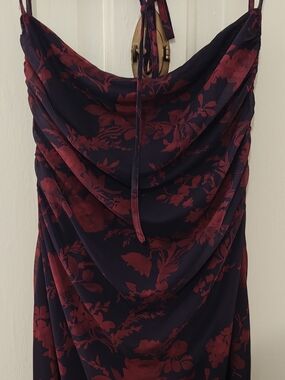 Amazon Women's Maxi Dress in Navy/Purple and Burgundy Floral